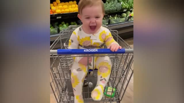 Try Not To Laugh: Baby Reaction When Go Shopping First Time