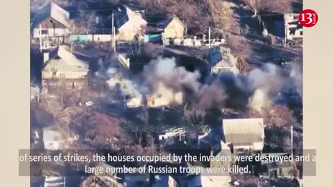 Houses where Russian soldiers were hiding blown up in artillery strike in Bakhmut