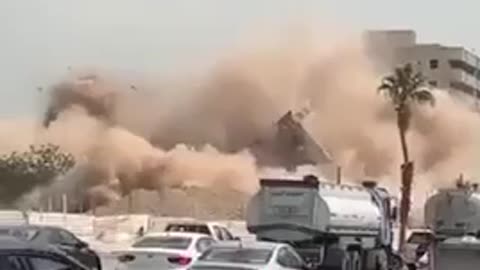 After 24 hours of the big earthquake buildings are collapsing