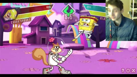 Sandy Cheeks The Squirrel VS SpongeBob SquarePants In A Nickelodeon Super Brawl Showdown! Battle