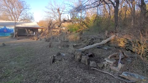 ...let's go see what I did outside with rocks around a pond an stream