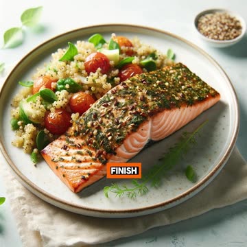 Seaside Midday Delight: Herb-Crusted Salmon with Quinoa Salad