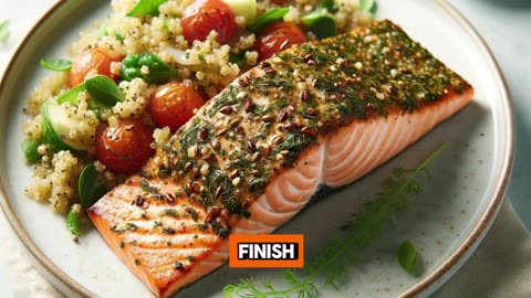 Seaside Midday Delight: Herb-Crusted Salmon with Quinoa Salad