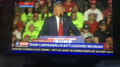 🦅 OANN live Thursday Donald Trump rallies Saginaw Michigan 04:16 pm