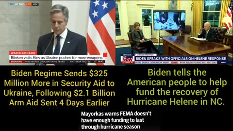 Biden - $325 million for Ukraine ⧸ Biden - US citizens to help fund recovery of Hurricane Helene