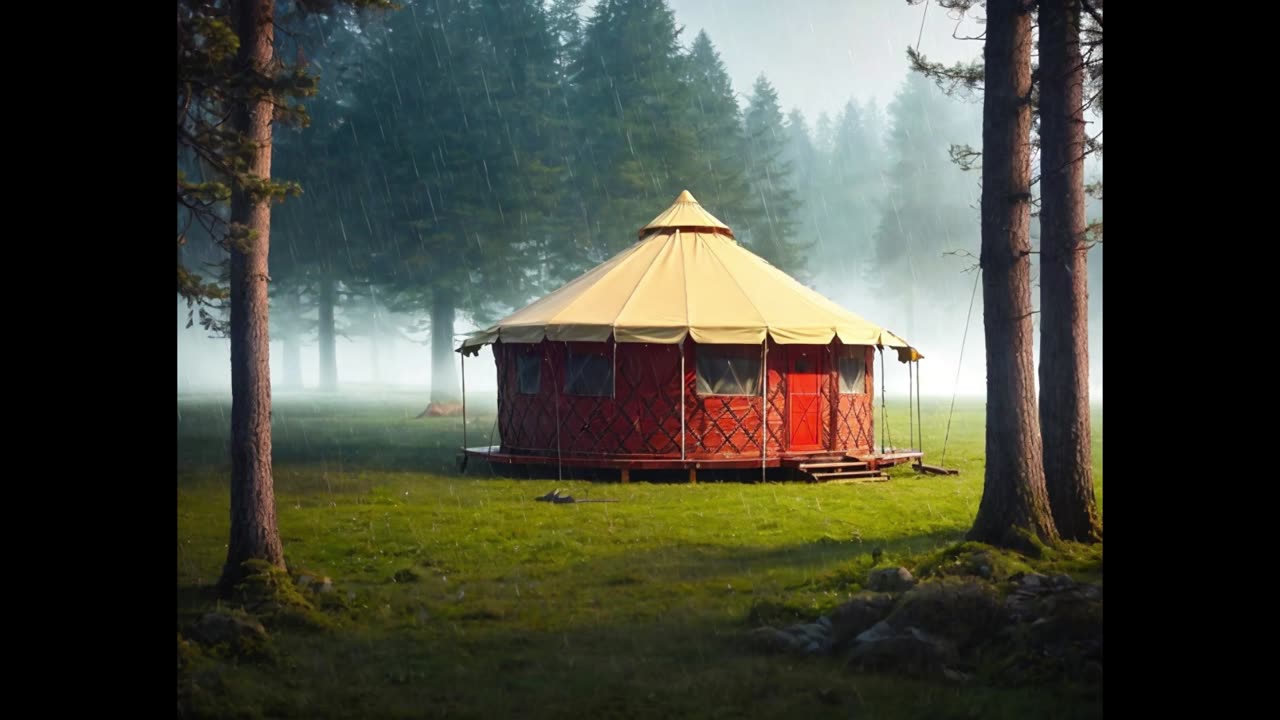 Raining on a Yurt. Relaxing sounds. Drift into your own happiness.