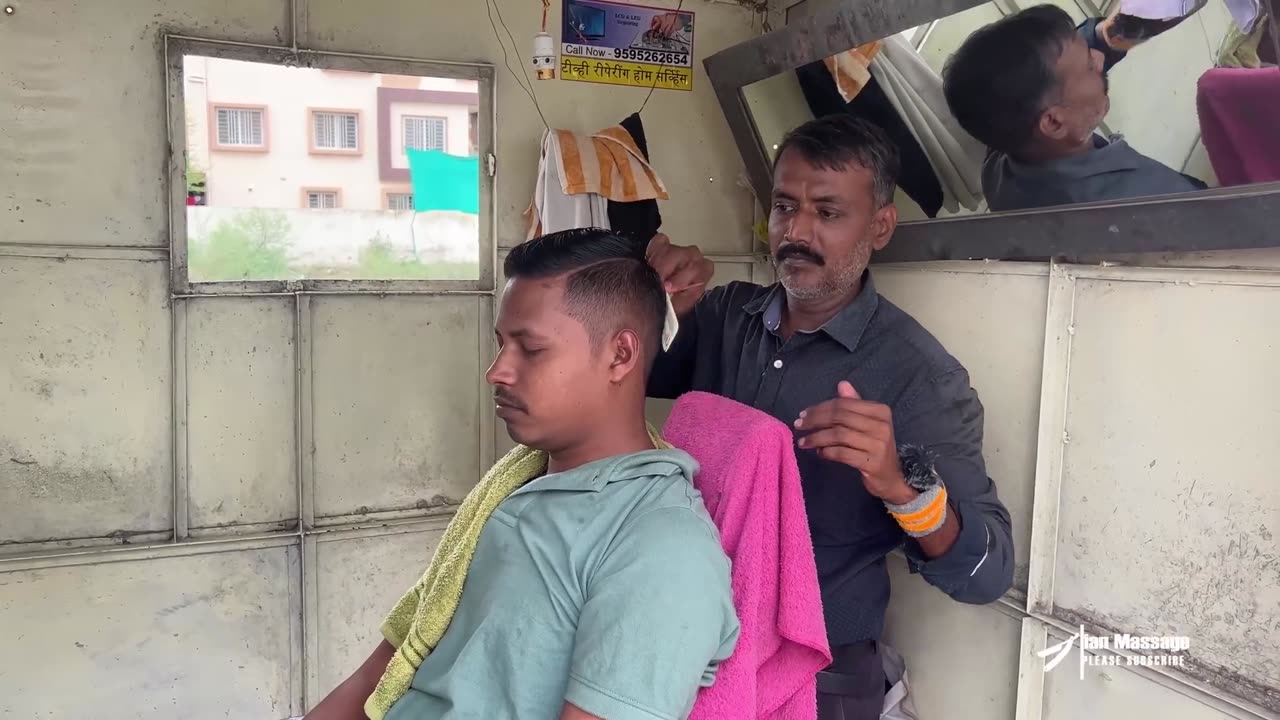 Street Barber Intense Head and Shoulder Massage _ Indian Massage