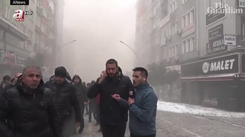 Moment second earthquake hits Turkey caught on live broadcast