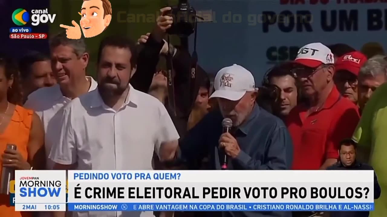 O ladrão usa canal oficial do governo para pedir votos para o terrorista Boulos.