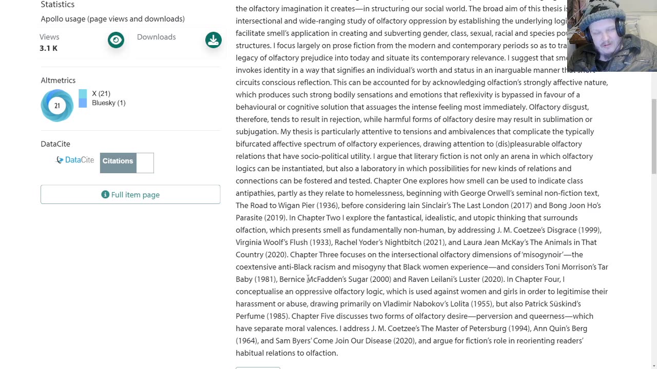 Peer reviewing a smelly doctoral thesis on smelly literature...