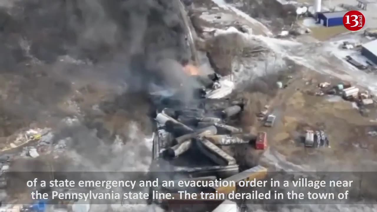 50-car train carrying hazardous substance derailed and CAUGHT FIRE in US