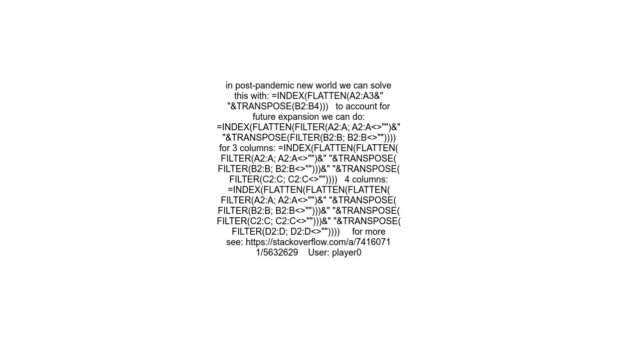 Generate all possible combinations for Columnscross join or Cartesian product