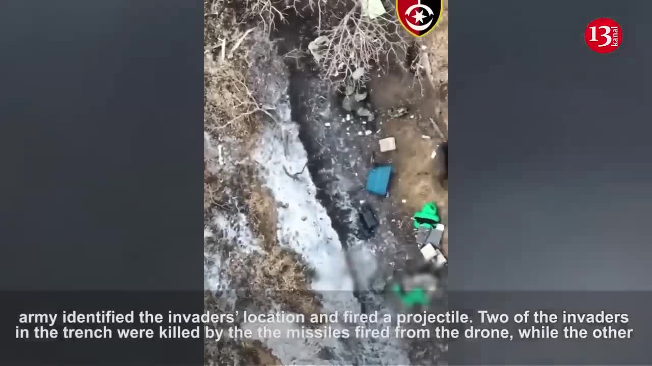 Returning from the battle to their trenches, weary Russians encounter drone shells