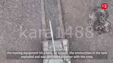 Precise shot from a drone - Bullet fell into a moving Russian tank