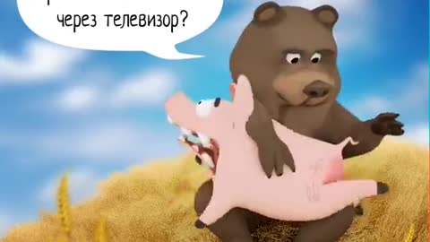 Ukrainian piglet gets spanked by bear Суть конфликта English