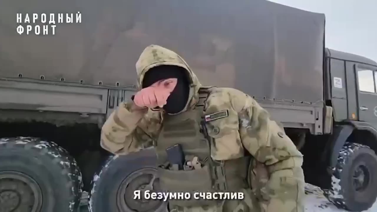 Russian Soldier Gets News of becoming a Father