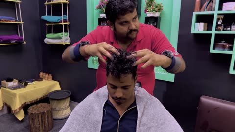 Extremely Relaxing Head Massage with Hair Cracking by Shamboo _ Indian Massage