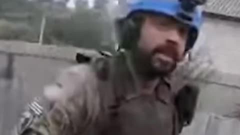 American's helmet from a battle in the Kharkov region.