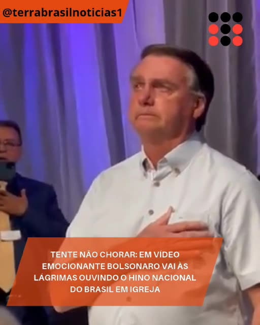 Em vídeo emocionante Bolsonaro vai às lágrimas ouvindo o hino nacional do Brasil em igreja