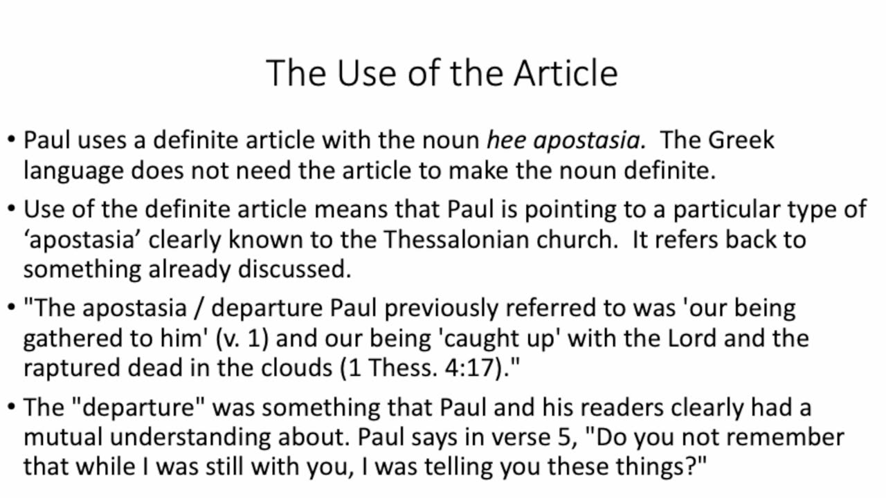 The meaning of ‘apostasia/ἀποστασία’ in 2 Thessalonians 2