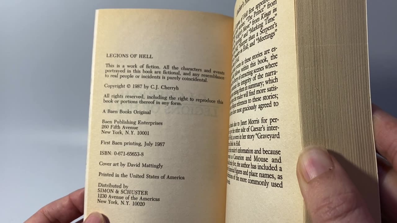 Vintage 'Legions of Hell' by C.J. Cherryh Paperback Book 1987
