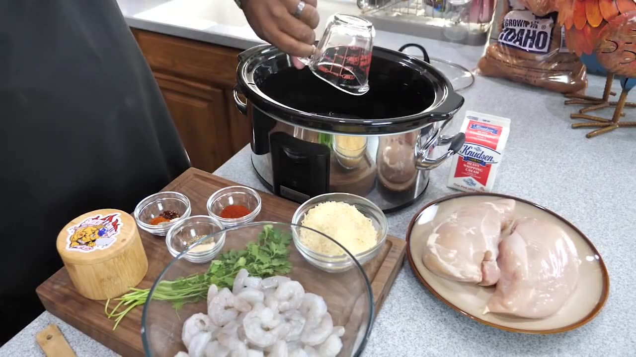 Cajun chicken and shrimp fettuccine