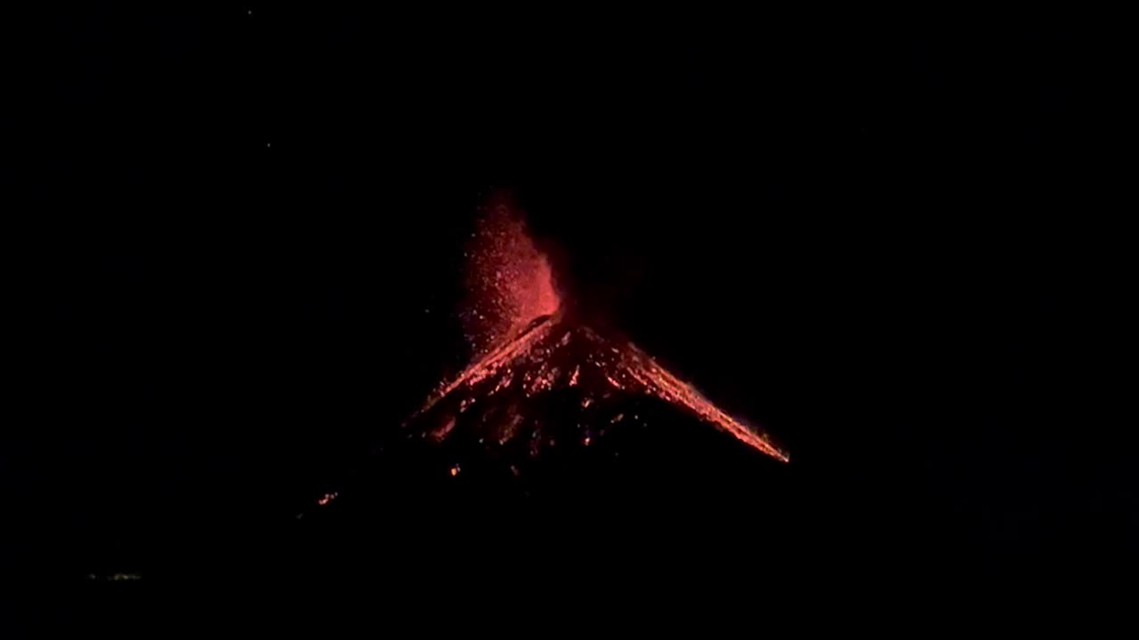 Guatemala's Volcan de Fuego Erupting at Night