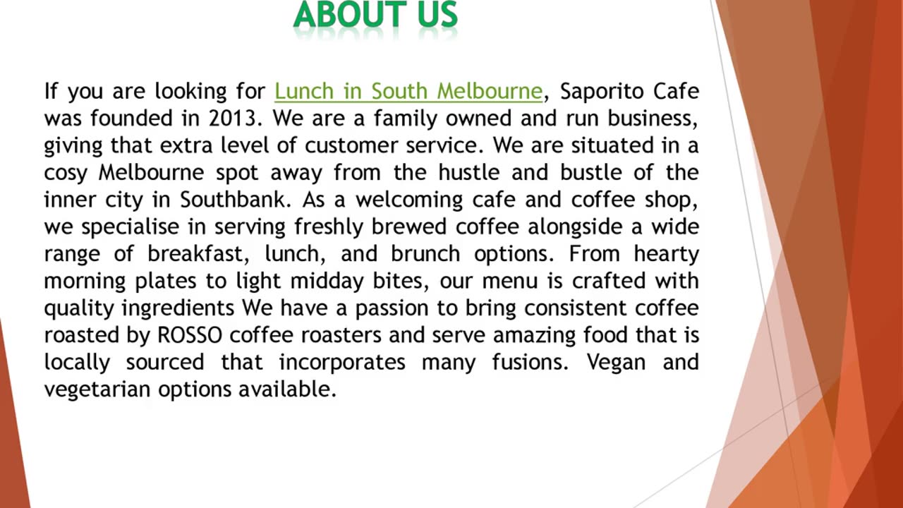 If you are looking for a Lunch in South Melbourne