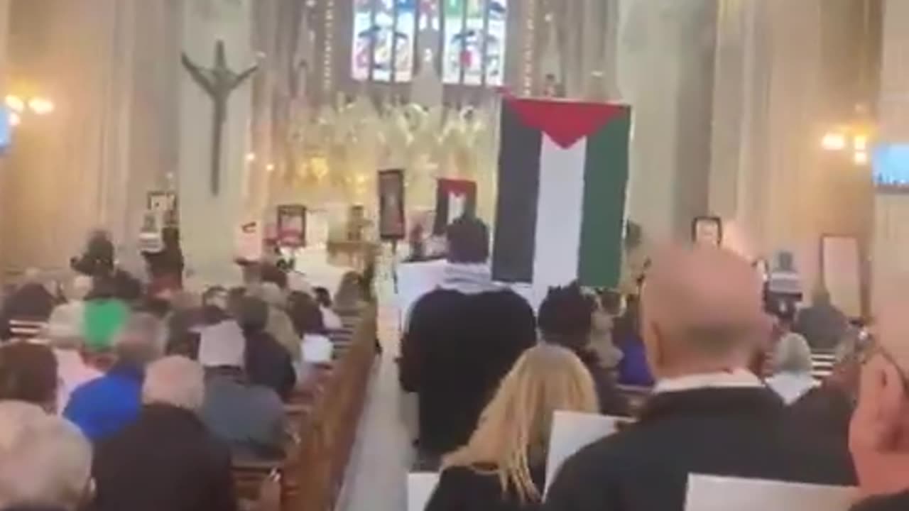 "Pro Palestine" mob disrupts Sunday mass at Armagh Cathedral this morning.