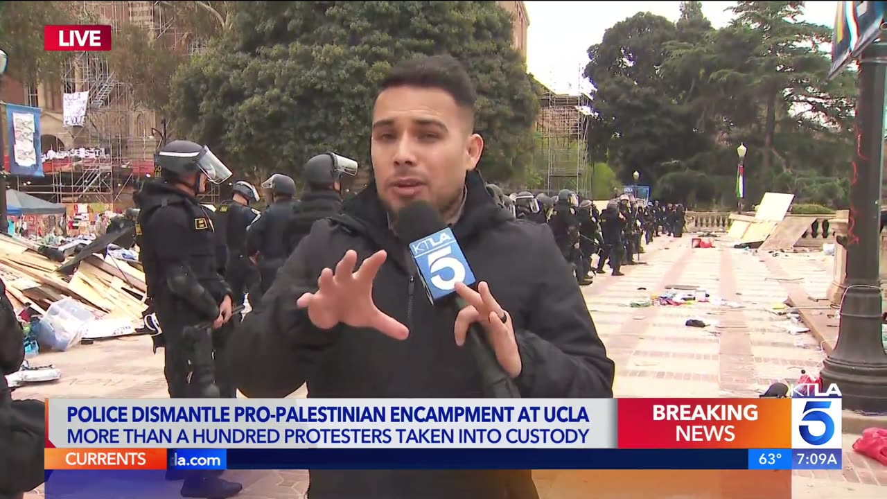 TAKING OUT THE TRASH Tear gas, rubber bullets used to disperse UCLA encampment