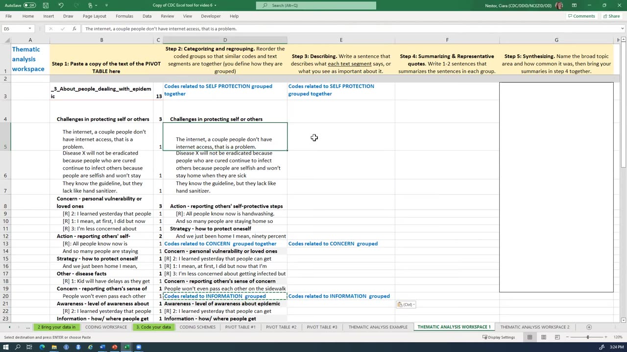 Excel Tool Tutorial #6 Thematic Analysis