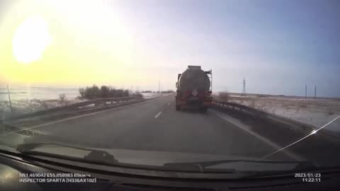 Cop Decides to Try and Pass a Truck and Instantly Regrets it.