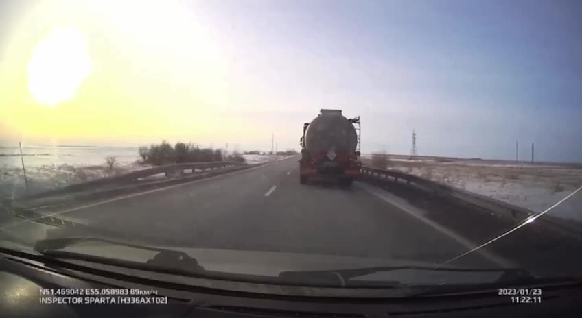 Cop Decides to Try and Pass a Truck and Instantly Regrets it.