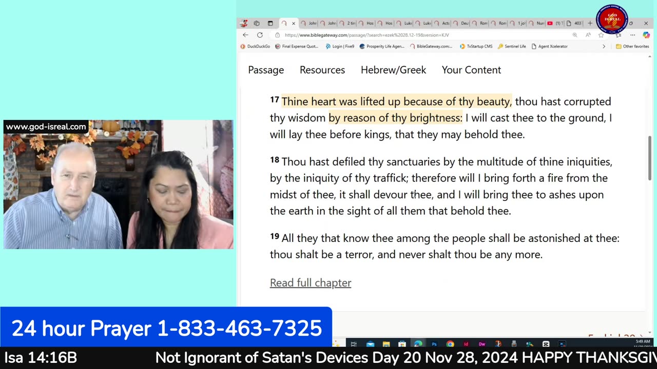 God Is Real 11-28-24 Not Ignorant of satan's Devices Day 20 HAPPY THANKSGIVING!