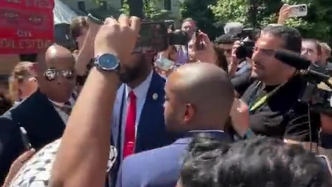 Watch Byron Donalds' response to protester calling him "race traitor," "Uncle Tom"