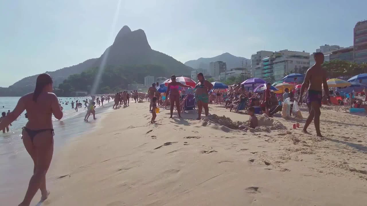 Summer at Leblon Beach in Rio de Janeiro - Beautiful Sunny Day