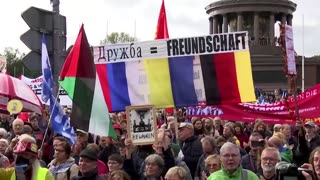 Anti-war and pro-Palestinian, Lebanon protesters march in Berlin