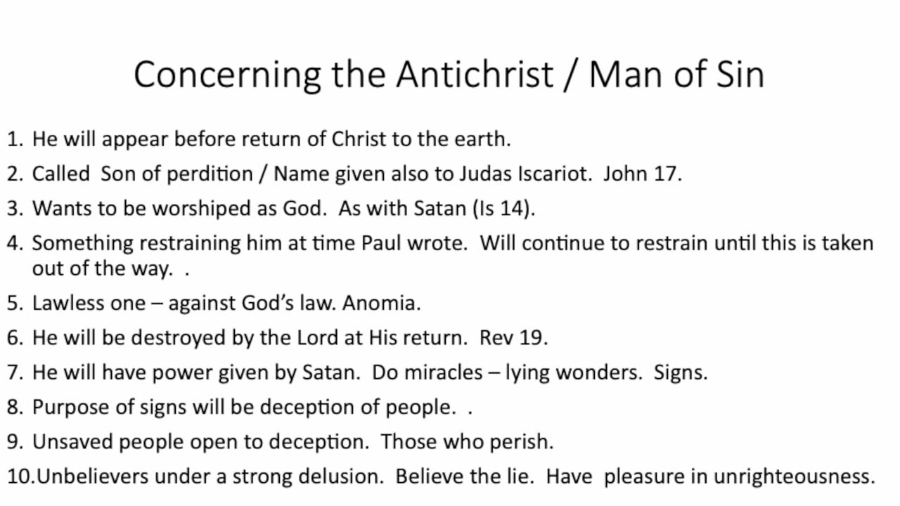 The coming of the Antichrist