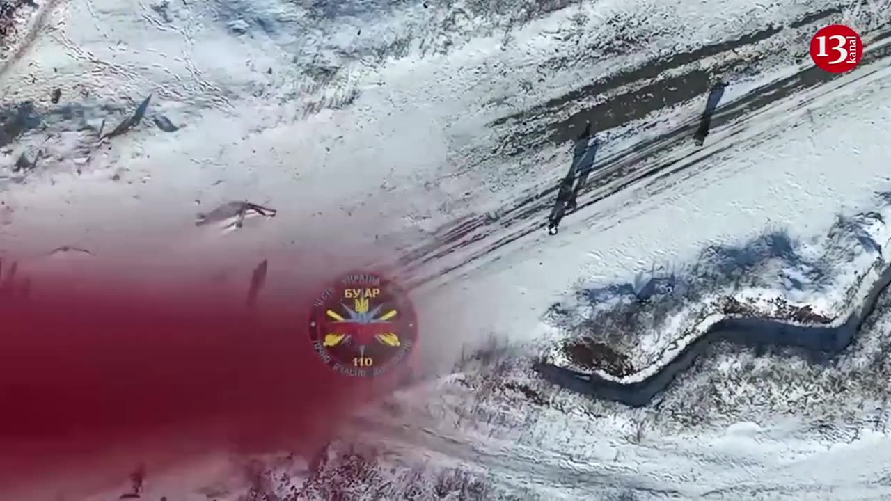 Russians advancing on snowy road encounter a drone - "They run and hide under bridge"