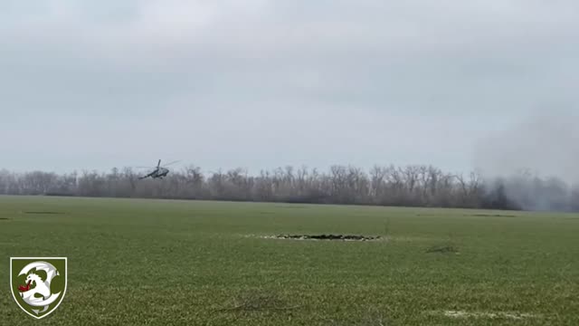 Moment Ukrainian Combat Helicopter Fires Volley Of Missiles At Russian Positions