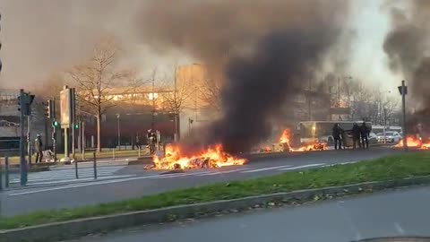 Thirteen arrested as fire breaks out during pension-reform protests in Rennes