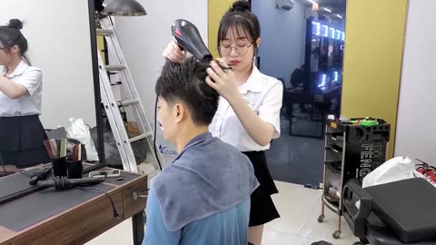 Her little smile surprised during the massage is so cute