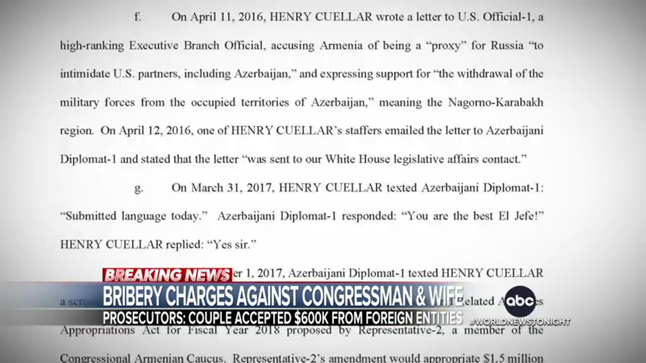 Texas Democratic Rep. Henry Cuellar, wife indicted on charges of bribes