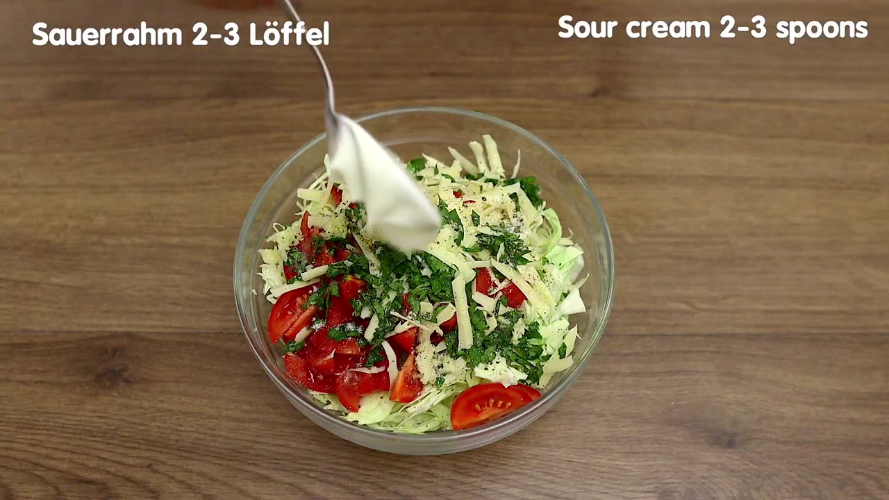 Simple and quick cabbage salad with tomatoes. Delicious salad in 5 minutes!