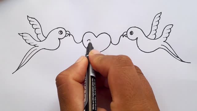 Happy New Year Drawing Idea l Love Bird Drawing From Heart l Drawing Tutorial l Drawing Pictures