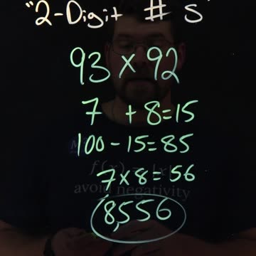 How to multiply 2-digit numbers | 93x92 | Minute Math Tricks Part 147 #shorts