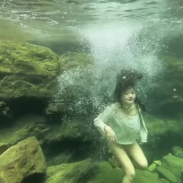 Amazing Girl Jumping Under Water