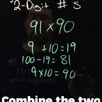 How to multiply 2-digit numbers | 91x90 | Minute Math Tricks Part 148 #shorts