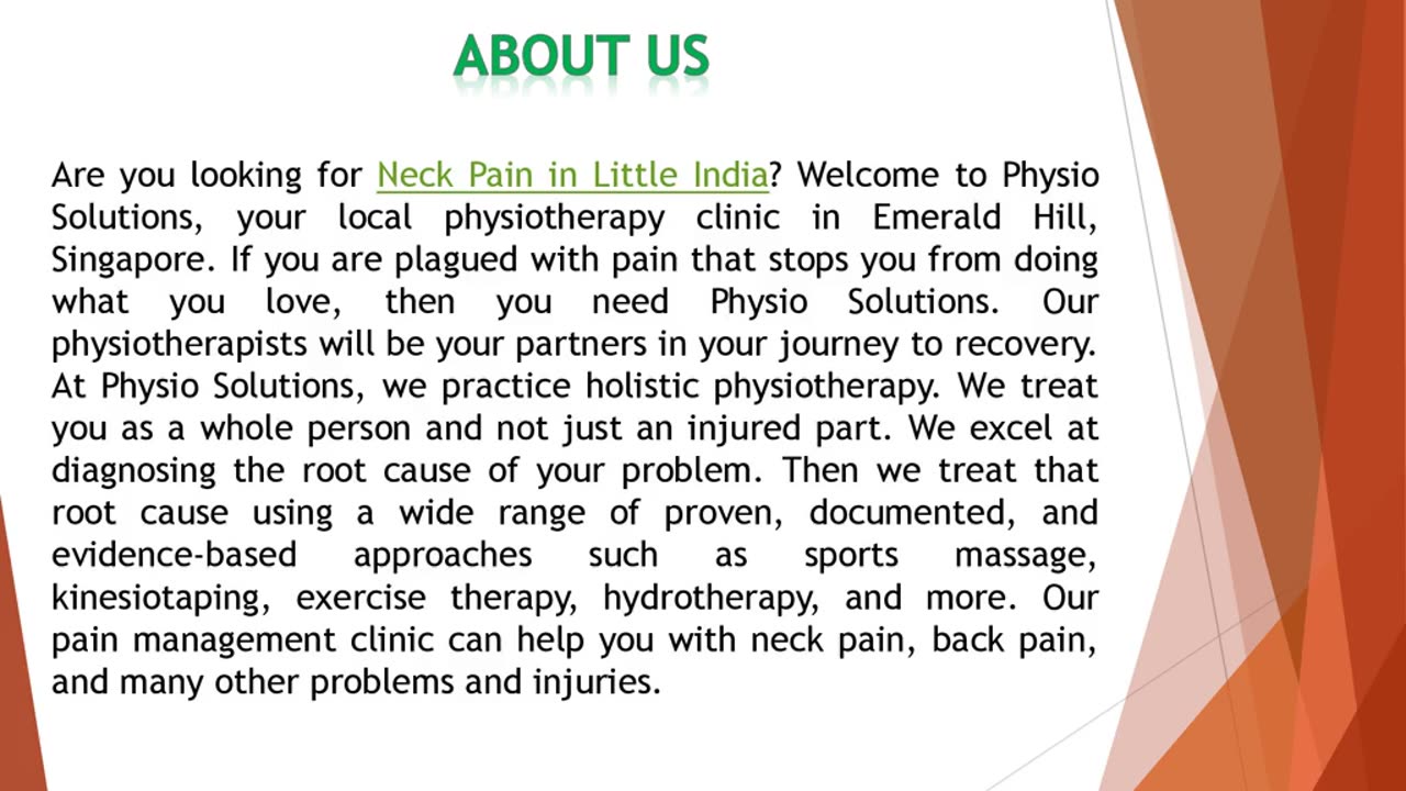 Are you looking for Neck Pain in Little India?