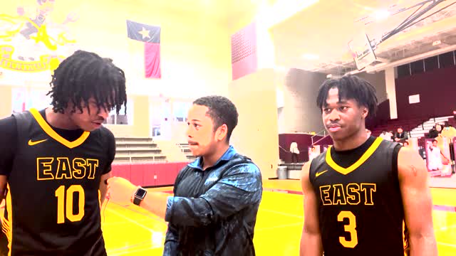 Plano East Guards Isaiah Brewington and Xavier Miller talk about the road win over Lewisville 73-68